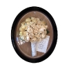 Hand-tied white rose & stephanotis bouquet with invitation framed