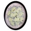white roses and dusty miller on pale pink fabric         