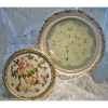 all white roses and two toned roses with seeded eucalyptus          